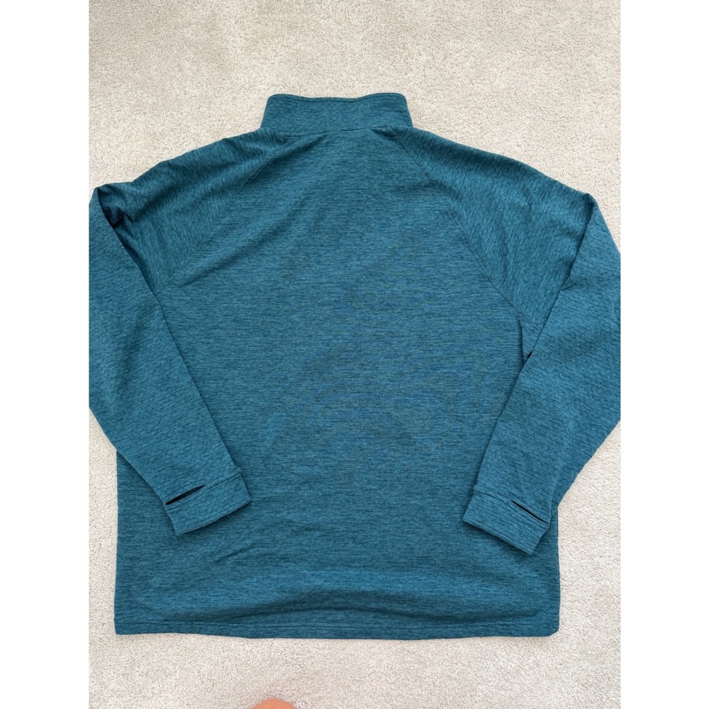LL Bean Mens Sunwashed Quarter Zip Pullover Teal Blue XL REG Thumbholes - Picture 2 of 9